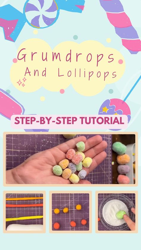 Learn how to make cute fake candy for your holiday decorations How To Make Fake Gumdrops, Fake Icing For Crafts, Diy Fake Candy, Candy Decorations Diy, Fake Candy, Fake Food Props, Foam Clay, Clay Crafts For Kids, Food Ornaments