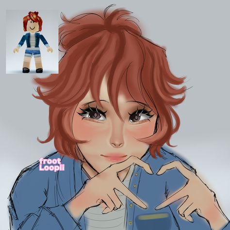 Work in progress of my bacon girl drawing :D #roblox #robloxart Roblox Bacon Hair Fanart, Roblox Art Girl, Roblox Bacon Picture, Roblox Bacon Girl Drawing, Bacon Girl, Roblox Bacon, Oc Drawings, Girl Code, How To Style Bangs