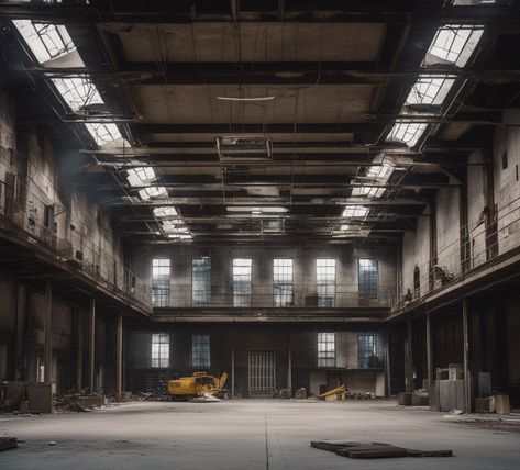 Abandoned Warehouse Aesthetic, Dystopian Room, Aesthetic Warehouse, Warehouse Aesthetic, Factory Aesthetic, Vision Board Night, New York 90s, Interrogation Room, Dystopian City