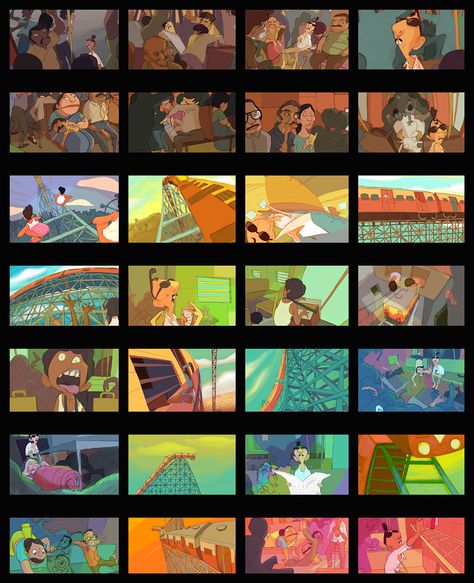 Colour Script Animation, Color Story Board, Color Script Animation, Colour Script, Movie Color Palette, Storyboard Drawing, Color Script, 2d Game Art, Story Art