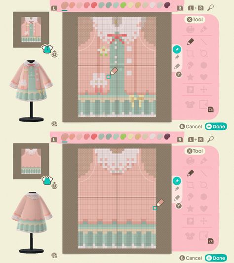 Animal Crossing Flower Design Grid, Acnh Dress Pattern Grid, Bud Outfit Ideas, Animal Crossing Dress Design Grid, Animal Crossing Dress Design Pattern, Animal Crossing Outfits Design Grid Easy, Cute Animal Crossing Outfits Design Grid, Acnh Clothes Design Pattern Grid, Animal Crossing Phone Case Design Grid