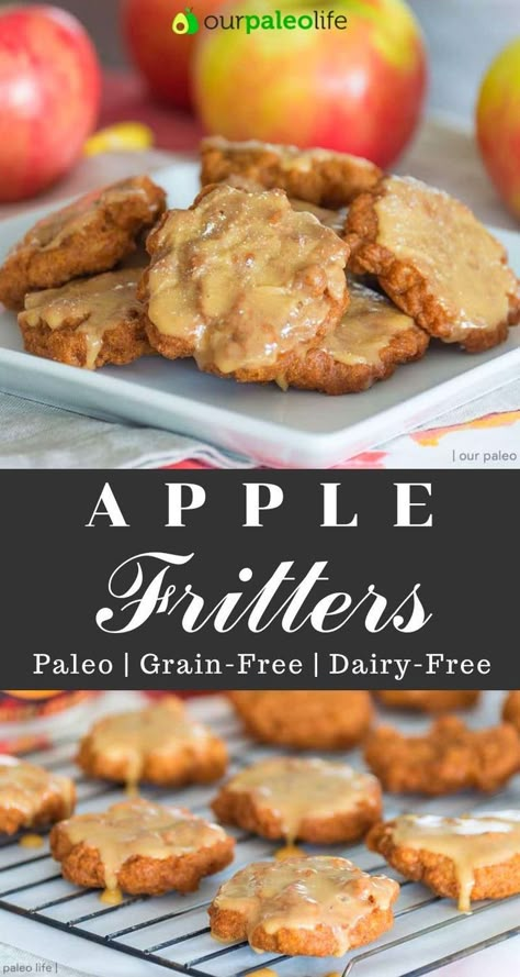 Fried Apple Fritters, Paleo Cakes, Aip Paleo Desserts, Paleo Breads, Paleo Apple, Autumn Desserts, Autumn Dessert, Fried Apple, Paleo Thanksgiving