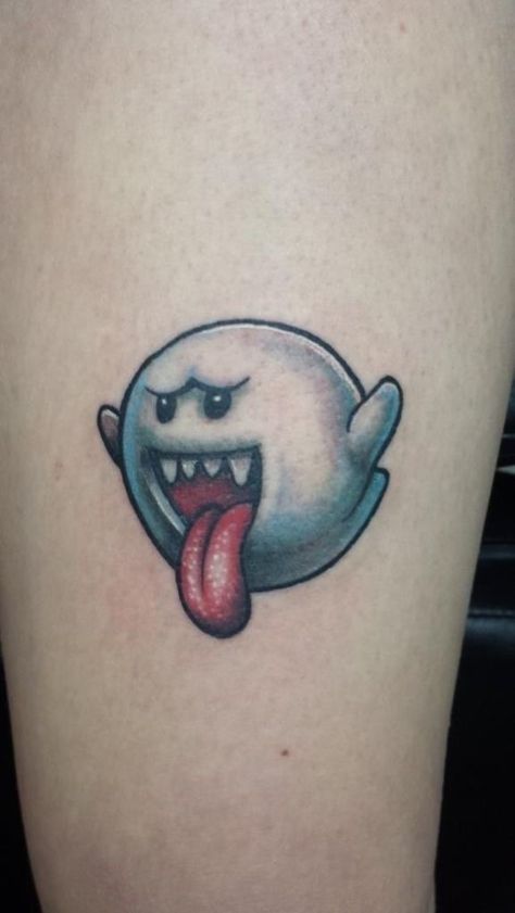 Boo From Mario, Boo Tattoo, Tongue Tattoo, Cartoon Tattoo Ideas, Aa Wallpaper, Mario Tattoo, Animated Shows, Anuel Aa Wallpaper, Dotted Drawings