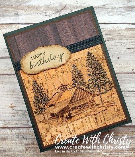 Masculine Cards Handmade, Diy Crafts Tutorials, Stampin Up Karten, Karten Design, Masculine Birthday Cards, Nature Card, Birthday Cards For Men, Cabin In The Woods, Birthday Cards Diy