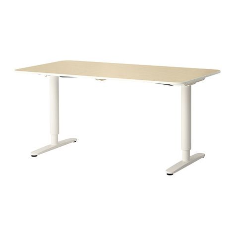 BEKANT Desk sit/stand IKEA You can adjust the height of the table top electrically from 22" to 48" to ensure an ergonomic working position. Ikea Bekant Desk, Bekant Desk, Ikea White Desk, Ikea Bekant, Office Layout Ideas, Camp Ground, Ikea Desk, Innovation Lab, Birch Veneer