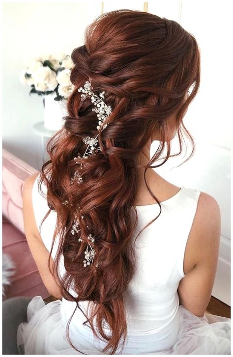 25 Amazing Half Up Half Down Wedding Hairstyles Vine Hair Piece, Down Wedding Hairstyles, Half Up Half Down Wedding, Gold Hair Vine, Wedding Hairstyles Half Up Half Down, Wedding Hair Inspiration, Wedding Hair Down, Bridal Hair Vine, Wedding Hairstyles Updo