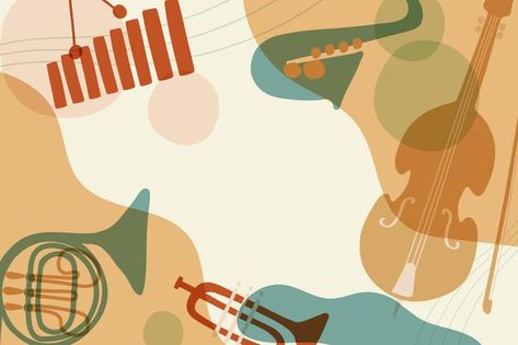 Background Orange Pastel, Aesthetic Jazz, Jazz Background, Instrument Illustration, Banners Music, Dance Background, Background Orange, Music Background, Blog Backgrounds