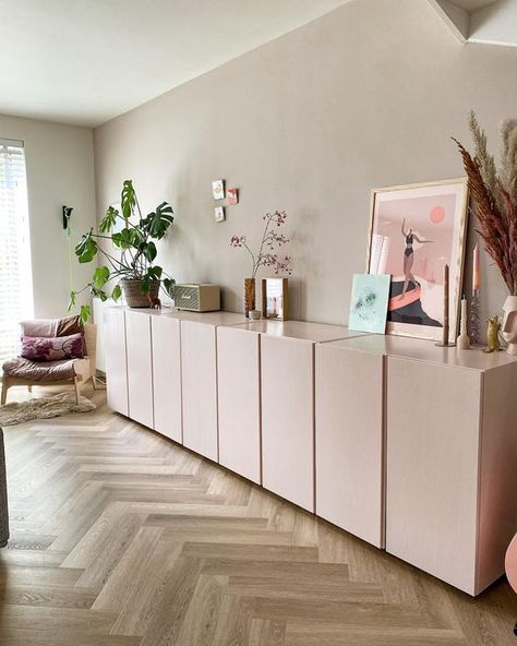 Sideboard Diy, Corner Bench With Storage, Ikea Sideboard, White Console Table, Ikea Ivar, Contemporary Home Office, Home Design Diy, White Sideboard, Ikea Cabinets