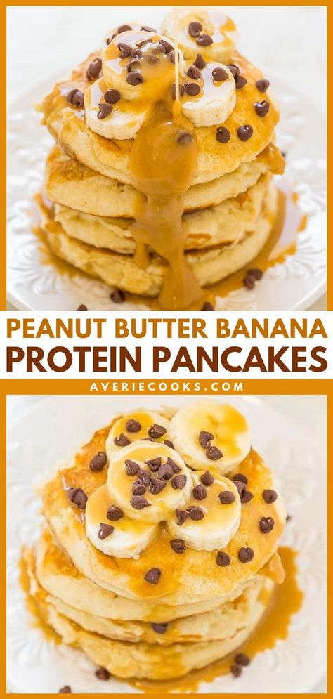 Peanut Butter Banana Protein Pancakes, brunch ideas, easy breakfast recipes with simple ingredients Protein Pancakes Without Protein Powder, Peanut Butter Banana Protein, Peanut Butter Banana Pancakes, Best Whey Protein Powder, Protein Powder Pancakes, Easy Pancakes, Banana Protein Pancakes, Peanut Butter Pancakes, High Protein Pancakes