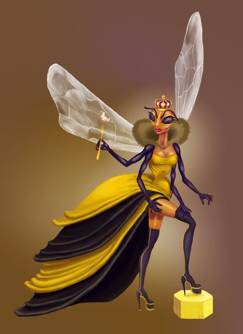 Queen Bee Costume, Queen Bees Art, Queen Images, Bee Illustration, I Love Bees, Bee Costume, Fashion Sketches Dresses, Bee Art, Fantasy Costumes