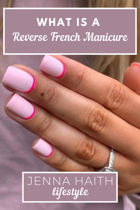 Reverse French Tip, Reverse Manicure, French Manicure Short Nails, Reverse French Nails, Elegant Nail Polish, Reverse French Manicure, Pink French Manicure, Reverse French, Types Of Nail Polish