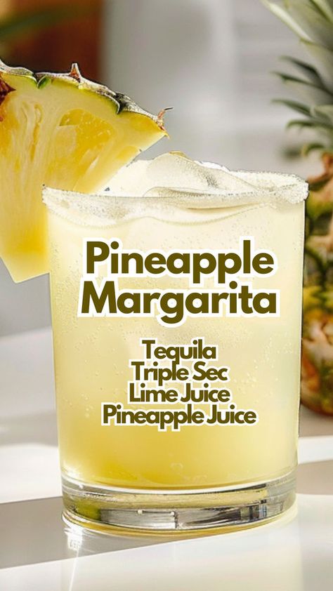 The Pineapple Margarita is a sweet, tangy cocktail that blends pineapple juice, lime juice, orange liqueur, and tequila. This tropical drink is a smooth twist on the traditional margarita, perfect for bringing a taste of refreshment. #pineapplemargarita Tropical Giggle Juice, Orange Drink Recipes, Mixed Drinks Alcoholic, Pineapple Juice Cocktails, Pineapple Cocktails, Pineapple Margarita Recipe, Tequila Mixed Drinks, Tequila Drinks Recipes, Summer Drinks Alcohol Recipes