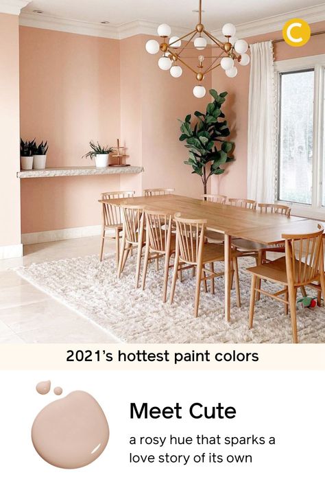 The perfect pink paint color! Like a chance encounter that makes you blush, this romantic, rosy hue will spark a love story of its own. Light Terra Cotta Paint Color Bedroom, Peachy Pink Wall Paint, Pink Kitchen Walls Paint Colors, Boho Pink Paint Colors, Warm Pink Paint Colors, Girl Room Paint Colors, Nude Paint Colors, Warm Colors For Bedroom, Pink Interior Paint