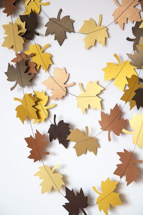 Thanksgiving Garland, Autumn Garland, Bunting Wedding, Autumn Wall Decor, Cheap Fall Decor, Garland Wedding Decor, Fall Leaf Garland, Pumpkin Garland, Autumn Paper