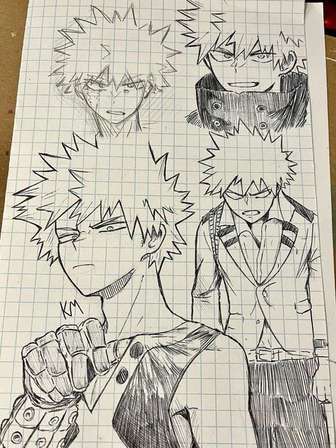 Mha Drawing Ideas, Bakugou Drawing Sketch, Bakugo Doodle, Bakugo Drawing Sketch, Bakugo Sketch, Bakugou Katsuki Manga, Bakugou Drawing, Bakugo Drawing, Katsuki Bakugou Manga