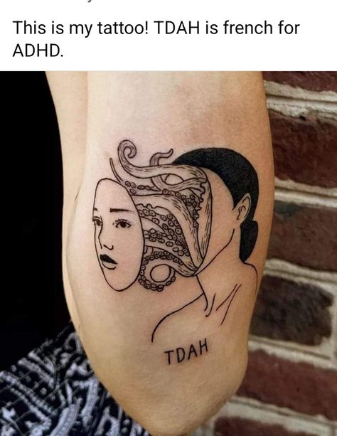 Tattoo Ideas Psychology, Tattoos For Psychologists, Dialectical Behavior Therapy Tattoo, Intrusive Thought Tattoo, Audhd Tattoo Ideas, Neurodivergent Tattoo, Tatts Ideas, Body Tattoo Design, Health Tattoo