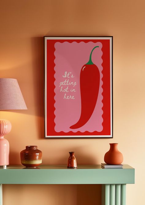 It's Getting hot in here Print -Hot Chili Pepper Poster-Kitchen Spice Wall Art- Chile Peppers Art Cartel Digital de Chile -Spicy Food Poster by AURORAGALLERYCo on Etsy Red Hot Chili Peppers Poster, Chili Peppers Decor, Spice Wall, Chile Peppers, Different Kinds Of Art, Spicy Food, Chili Peppers, Hot Chili, Food Poster