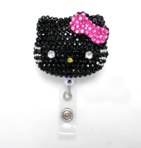 PRICES MAY VARY. 100% Handcrafted Kitty Size : 45mm * 42mm Approximate 32″ pull length Blinged Out Black Face Hot Pink Bow Kitty Inspired Rhinestone Badge Reel Name Badges ID Badge Holder Hello Kitty Keychains, Hello Kitty Rhinestone, Black Girls Luxury Lifestyle, Kids Clothes Sale, Kitty Clothes, Hello Kitty Clothes, Kitty Accessories, Hello Kitty Accessories, Diy Deco