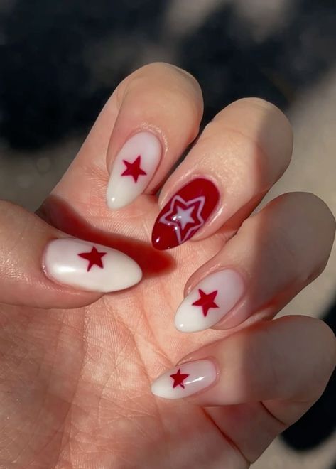 Paznokcie Hello Kitty, Milky Nails, Cute Simple Nails, Grunge Nails, Pretty Gel Nails, Star Nails, Nails Gel, Nagel Inspo, Dream Nails