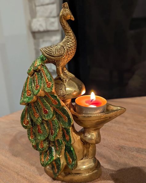 "Illuminate your home with this exquisite peacock candle holder, a perfect blend of tradition and elegance. Handcrafted with vibrant details, it’s sure to be a standout piece in any decor. Available now on Etsy! 🦚🕯️ #EtsyShop #Handcrafted #HomeDecor #Peacock Link in bio" House Dubai, Peacock Candle, Interior Design India, Copper House, Iron Steel, Brass Copper, Design Fashion, Qatar, Kuwait