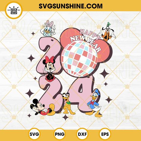 Happy New Year 2024 Mickey Mouse, Happy New Year 2024 Disney, Disney Happy New Year, Disney New Year, Disney 2023, 48 Birthday, Mickey Mouse Pins, Disney Embroidery, Svg Disney