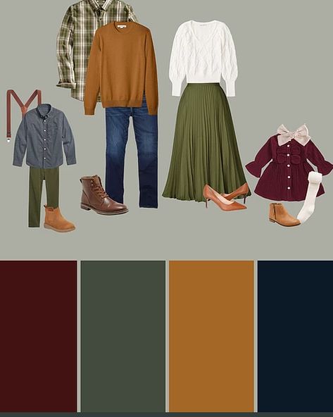 Color Palette Family Pictures, Fall Family Photo Outfits Color Combos, Photoshoot Color Palette, Fall Photoshoot Outfits Family, Paskong Pinoy, Picture Color Schemes, Harvest Pictures, Fall Photo Outfits, Fall Family Outfits