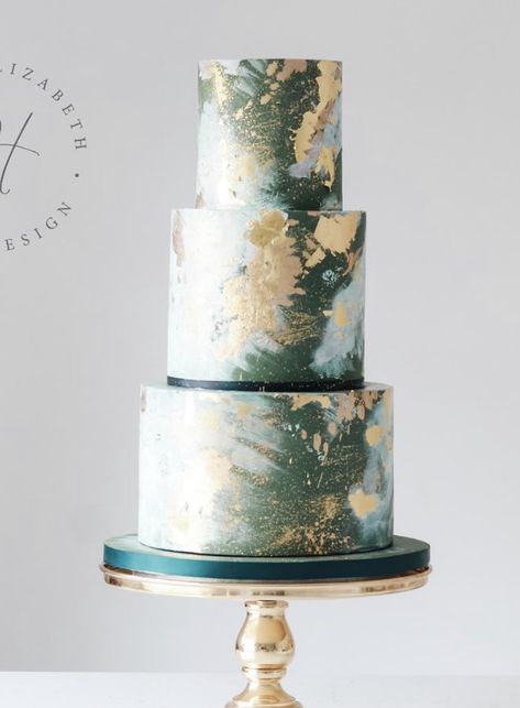 Emerald And Gold Cake, Wedding Cake Designs Green And Gold, Green And Gold Drip Cake, White Green Gold Wedding Cake, Green Marble Cake, Sage Green Marble Cake, Wedding Cake Green Gold, Green And White Marble Cake, Green Marble Wedding Cake