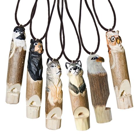 Carved Wood Whistle Pendant | Assorted Animals | Wholesale Canadian Souvenirs Wood Whistle, Power Carving Tools, Canadian Woodworking, Carved Wooden Animals, Wood Badge, Woodworking Shows, Cheap Art, Wood Art Projects, Stone Engraving