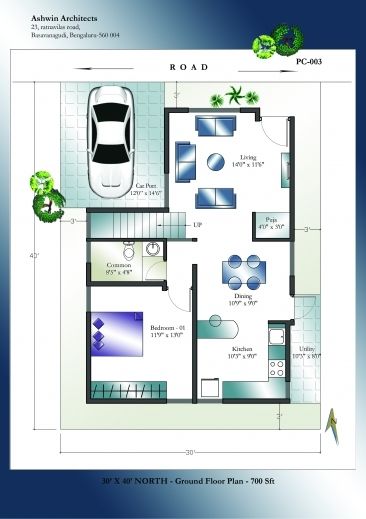 Stylish India House Plans And House On Pinterest Home Plan North Pic 20x30 House Plans, West Facing House, North Facing House, 30x40 House Plans, India House, House Plan With Loft, 2bhk House Plan, Duplex Plans, Indian House Plans