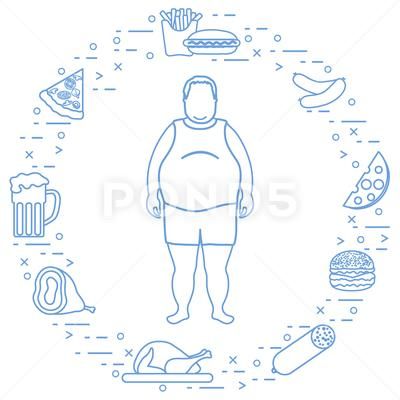 Fat man with unhealthy lifestyle symbols around him. Harmful eating habits. Stock Illustration #AD ,#lifestyle#symbols#unhealthy#Fat Unhealthy Lifestyle, Fat Man, Model Release, Eps Vector, Eating Habits, Graphic Illustration, Stock Illustration, Vector Free, Royalty