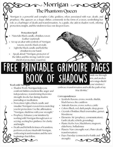 Download your free printable grimoire pages and enhance your witchcraft practice! These beautifully designed pages feature magical correspondences, spells, and rituals for everyday use. Perfect for witches, pagans, and spiritual seekers, these grimoire pages will help you document your journey and connect with your craft. Get your free download today and start building your personal Book of Shadows with ease! Grimoire Printables Free, Bos Pages Free Printable, Grimoire Examples, Printable Witchcraft Pages, Book Of Shadows Prompts, Grimoire Book Pages, Witch Spell Book Pages, Witch Grimoire Pages, Book Of Shadows Pdf Free