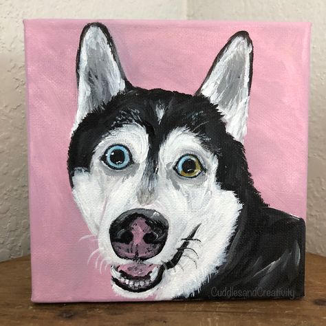 Husky Huskies Alaskan Malamute Siberian Custom hand painted acrylic artwork. Pet portrait. Dog lover self art #husky #huskies #dogportrait #dogmom #cuddlesandcreativity Husky Painting Acrylics, Husky Painting, Self Art, Creativity Art, Acrylic Artwork, Alaskan Malamute, Husky Dogs, Custom Hand Painted, Portrait Inspiration