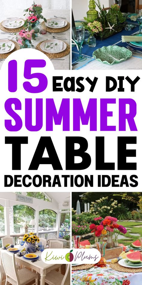 Transform your summer dining experience with easy DIY summer table decorations. Dive into our colorful summer tablescapes, perfect for summer outdoor gatherings or summer weddings. From rustic summer table settings to elegant beach-themed table decor, find inspiration to make every meal special. Discover DIY summer table centerpieces and floral decorations that bring the season's joy to your table. Our summer garden party tables and tropical decorations will set the mood for any summer party. Summer Table Centerpieces, Outdoor Table Centerpieces, Summer Table Decor, Patio Table Decor, Summer Table Decorations, Summer Table Settings, Summer Tablescapes, Summer Centerpieces, Diy Table Decor