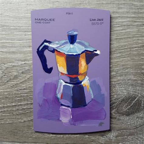 Rachel Petruccillo, Art Assignments, Live Jazz, Moka Pot, Paint Chip, Coffee Illustration, Object Drawing, Tinta China, Paint Swatches