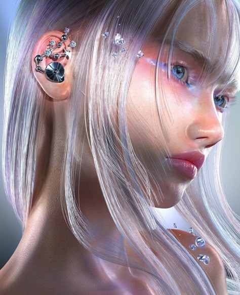 Fashion Futurism, Alien Core, Futuristic Makeup, Cybercore Aesthetic, Alien Girl, Digital Publication, Light Eyes, Futuristic Fashion, + Core + Aesthetic