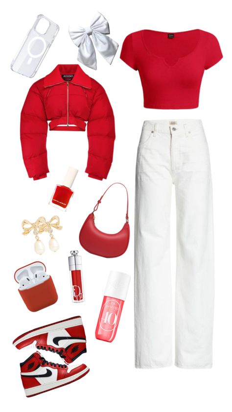 Comment more colors I should do ❤️❤️ What To Wear With Red Pants, Cute Red Outfits, Red Outfit Ideas, Red Ootd, Red And White Outfits, Inspo Fits, Red Outfits, Preppy Clothes, Aesthetic Shirts