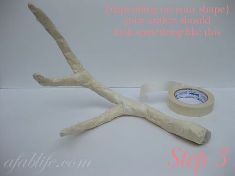 Paper Mache Antler DIY | A Fab Life | Playing House | Pinterest ... Antler Diy, Diy Antler, Diy Antlers, Diy Paper Mache, Antler Decor, Hunting Birthday, Antler Art, Concrete Diy Projects, Halloween Party Diy