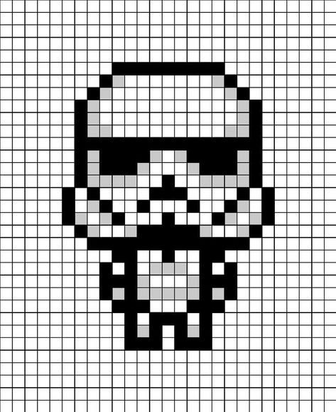 A pixel art template of a white Storm-trooper (new 2016 edition). First Order Stormtrooper, Star Wars Quilt, Lego Print, Pixel Art Tutorial, Tiny Cross Stitch, Easy Pixel Art, Pixel Art Templates, Pixel Drawing, Pixel Crochet