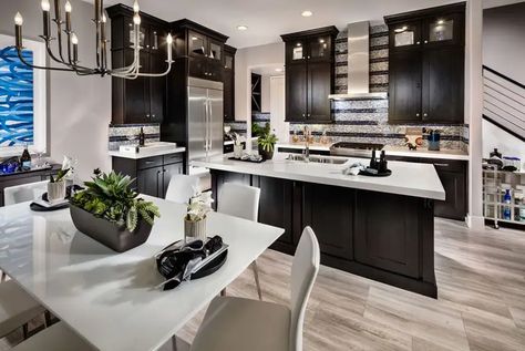 Countertops Ideas, Light Kitchen Cabinets, Dark Wood Kitchens, Diy Organizer, Wood Floor Kitchen, Storage Inspiration, Dark Wood Cabinets, Diy Backsplash, Black Kitchen Cabinets