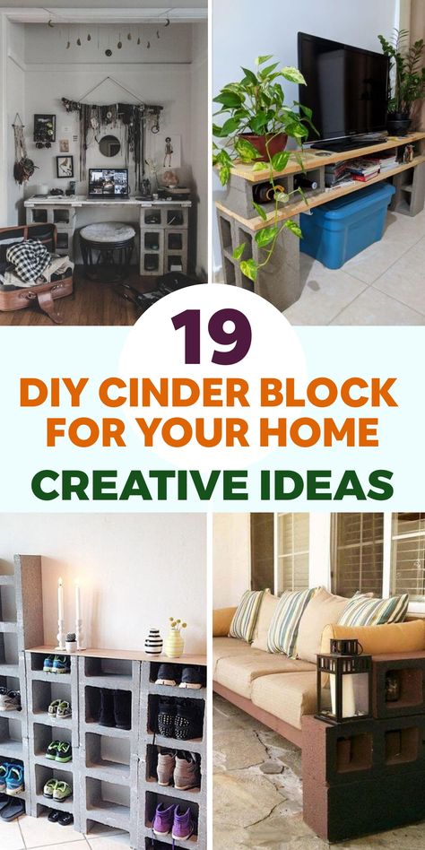 Elevate your living space with budget-friendly and versatile DIY Cinder Block projects. Unleash your creativity and find inspiration to revamp your home decor effortlessly. Explore unique ideas that will transform your space into a stylish haven without breaking the bank. Cinder Block Diy, Cinder Block Plant Stand, Apartment Hacks Diy, Cinder Block Shelves, Cinder Block Projects, Cinder Block House, Cinder Blocks Diy, Cinder Block Furniture, Diy Dining Room Table