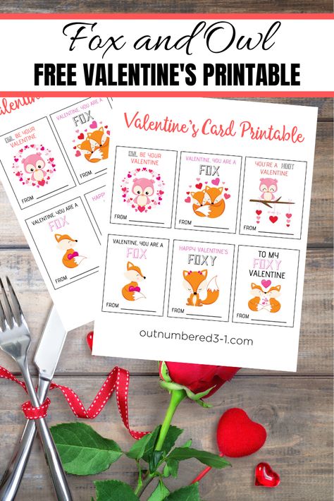 printable valentine cards for kids with this free download Fox Valentine Card, Friends Free Printable, Valentines Card Printable, Fox Valentine, Free Printable Valentines Cards, Gift Card Presentation, Owl Valentines, Fox Birthday, Printable Holiday Card