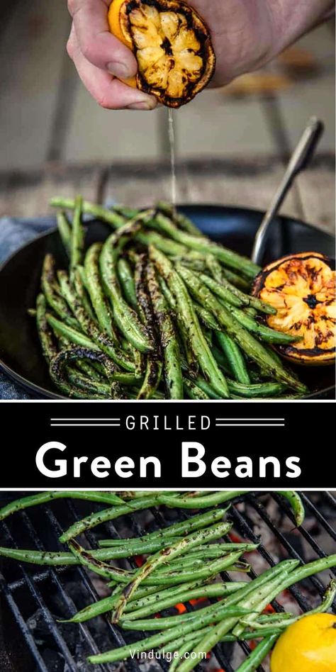 Grilled Green Bean Recipes, Thaw Frozen Shrimp, Shrimp Dips, Green Beans With Lemon, Summer Dinner Recipes Grill, Grilled Green Beans, Grilled Lemon, Lemon Recipe, Lemon Green Beans