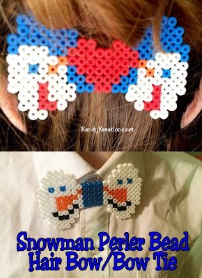 Create some fun family time with the kids making perler bead projects.  These snowman bow tie patterns are a fun way to add a little pizazz as a perler bead hair bow or bow tie.  With step by step directions, you and the kids will be encouraging creativity and fun tonight. Perler Bead Hair Bows, Perler Bead Projects, Batman Keychain, Snowman Bow, Christmas Perler Beads, Bead Hair, Halloween Coustumes, Bowtie Pattern, Free Printable Games