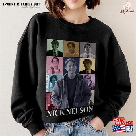 Nick Nelson Eras Tour Style Shirt Classic Sweatshirt Check more at https://tshirtfamilygift.com/product/nick-nelson-eras-tour-style-shirt-classic-sweatshirt/ Heartstopper Leaves, Charlie Spring, Leaves Shirt, Eras Tour Shirt, Joe Locke, Nick Nelson, Alice Book, Spring Shirts, Tour Shirt