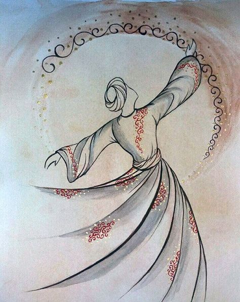 Sufi Dance, Whirling Dervish, Creation Art, Islamic Caligraphy Art, Caligraphy Art, Soyut Sanat Tabloları, Iranian Art, Islamic Artwork, Islamic Paintings