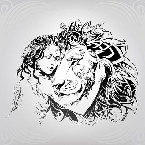 #lion#girl#woman#animal#friendship#lionking#art#artwork#nutriaaa#design#tattoo#illustration#wildanimals#wildlife#ink#predator#graphic#drawi… | Instagram Floral Pattern Painting, Sketch Outline, Big Cat Tattoo, Lion Sketch, Phoenix Tattoo Design, Lion Drawing, Leo Tattoos, Black And White Art Drawing, Animals Friendship