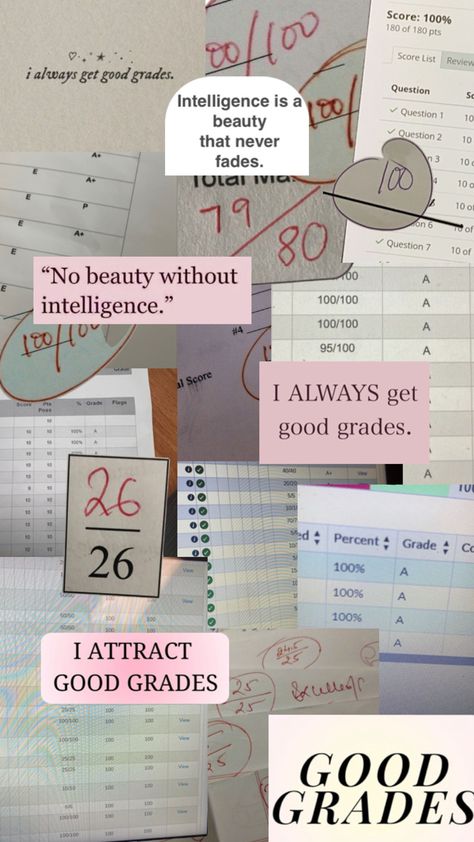 #collage #aesthetic #grades #grade #school #academicsuccess #success #smartypants Perfect Grades Aesthetic, Grades Aesthetic, Perfect Grades, Study Mode, Exam Motivation, Study Board, Study Methods, Luck Quotes, Academic Motivation