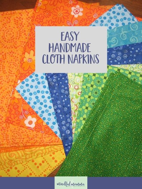 easy handmade cloth napkin tutorial Sew Dish Cloths, Napkin Patterns Free, Sewing Cloth Napkins, Making Linen Napkins, How To Make Napkins, Diy Fabric Napkins, Diy Cloth Napkins, Cloth Napkins Diy, Napkin Pattern