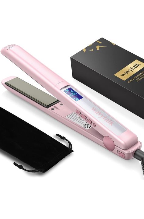 Get smooth and shiny hair. The wavy talk flat iron has 100% pure titatnium plates which provides shine boosting technology. Complete styling in half the time with 15 different temperature settings. Good Flat Irons For Black Women, Wavy Talk Straightener, Good Straightener Flat Irons, Pink Straightener, Pink Flat Iron, Flat Irons Best, Straight Iron, Hair Straighteners Flat Irons, Xmas Wishes