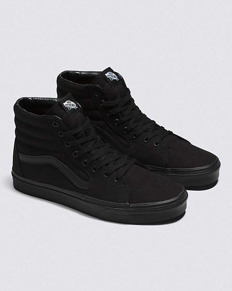 Vans | Sk8-Hi Black/Black/Black Classics Shoe Black Hightop Vans, Vans Classic Old Skool, Black High Top Vans, All Black Vans, Vans Store, Canvas Shoe, Shoes Vans, Black Vans, Vans Sk8 Hi